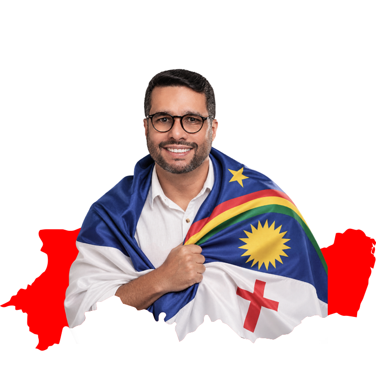 Rafael Prequé com a bandeira de Pernambuco